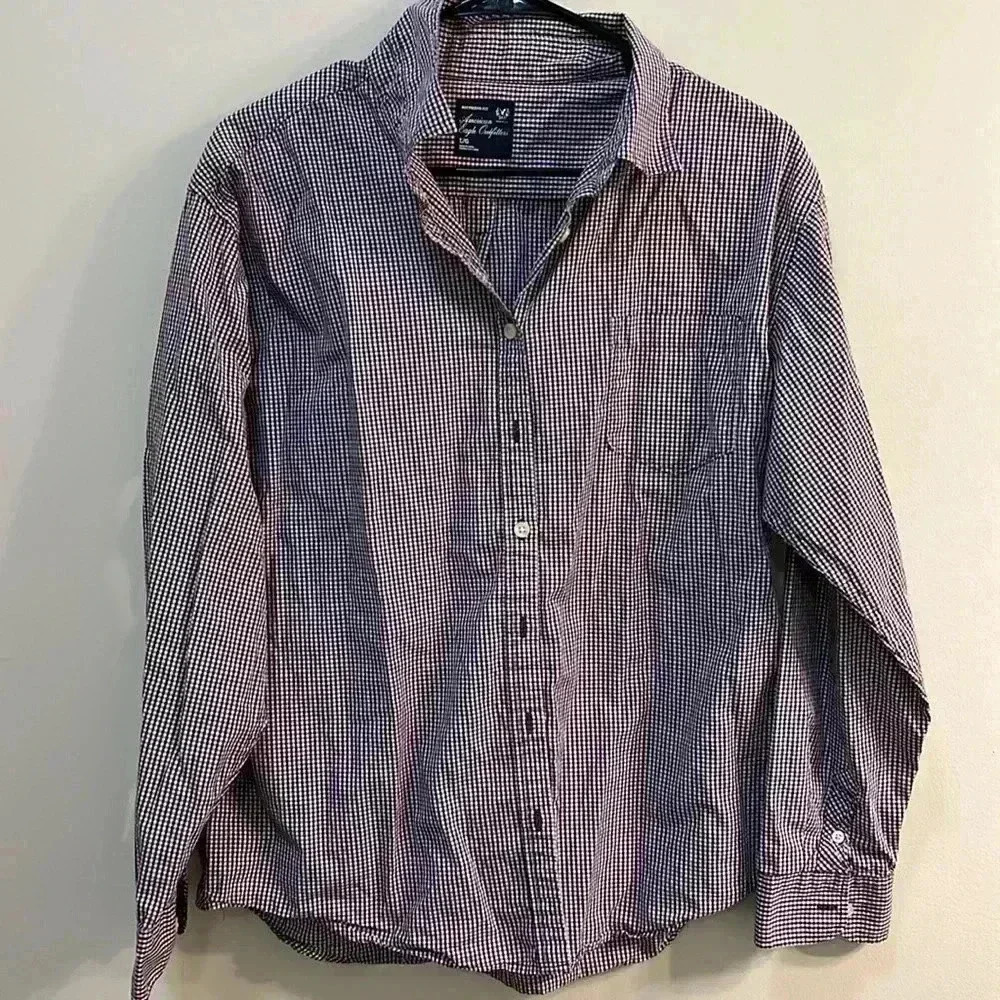 American Eagle Outfitters Boyfriend Fit Button Up Large Light Academia Preppy